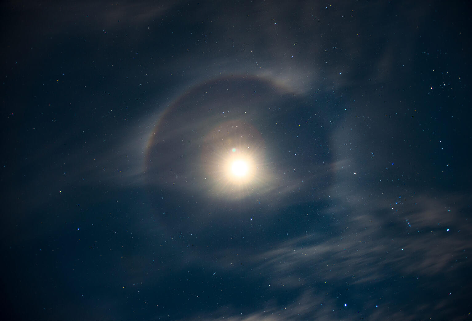 Lunar Halo. Upon reaching the apex of the dune, I gave thanks. Once I returned to my camera, I was honoured with the gift of witnessing a full spectrum halo around the full moon. I felt complete.